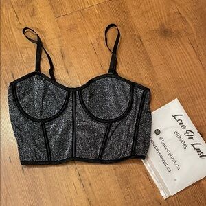 Black and Silver Glitter Bustier Corset (brand new)